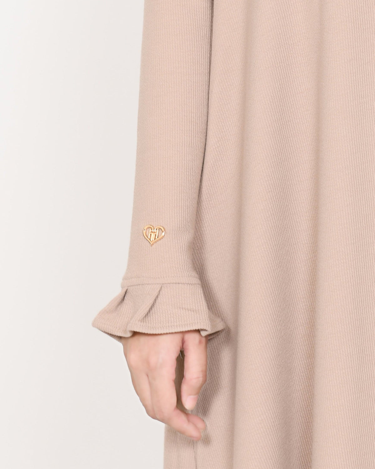 Abaya Dames knit detail Eliana Cream Hijabheela