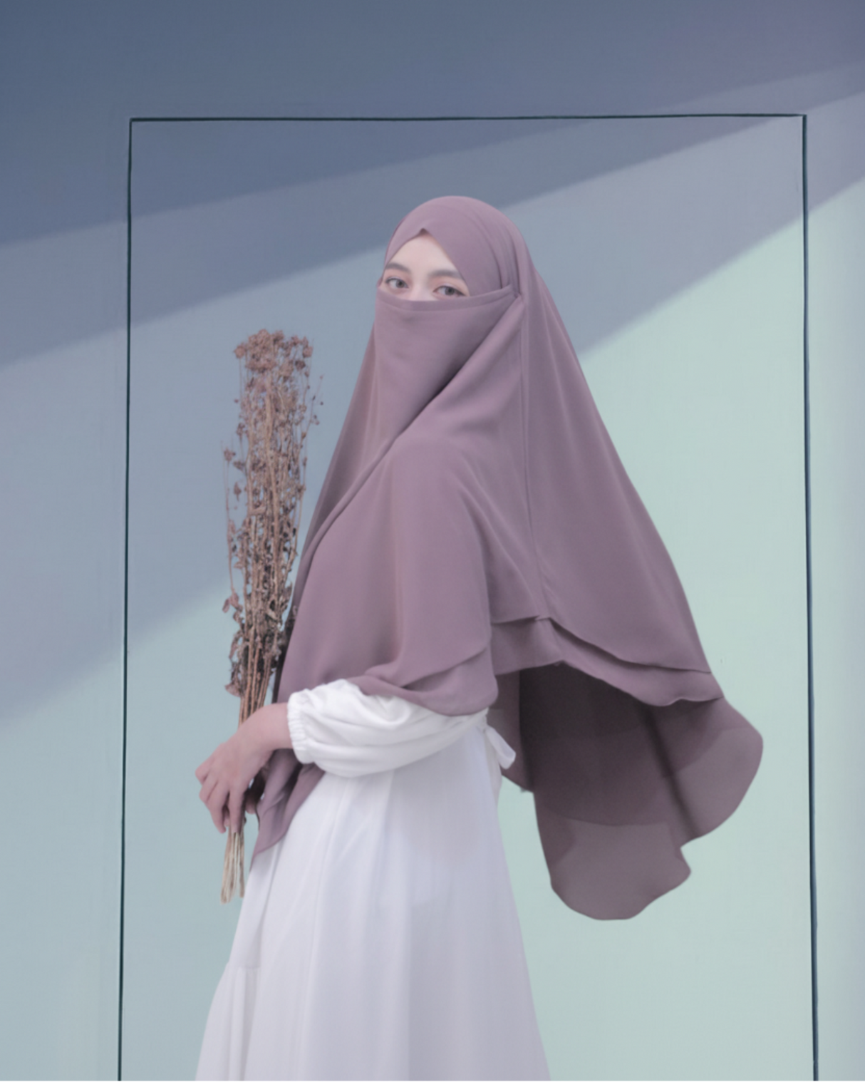 Dark Orchid Khimar with Flowers