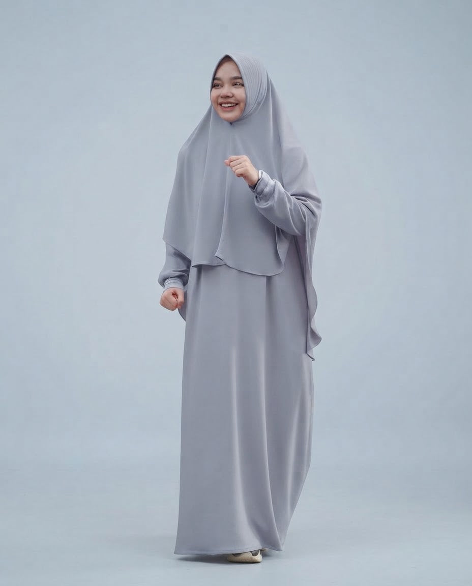 Khimar Dames – Jiyu Sport van Hijab Alila, productfoto 2. De afgebeelde abaya is niet inbegrepen.