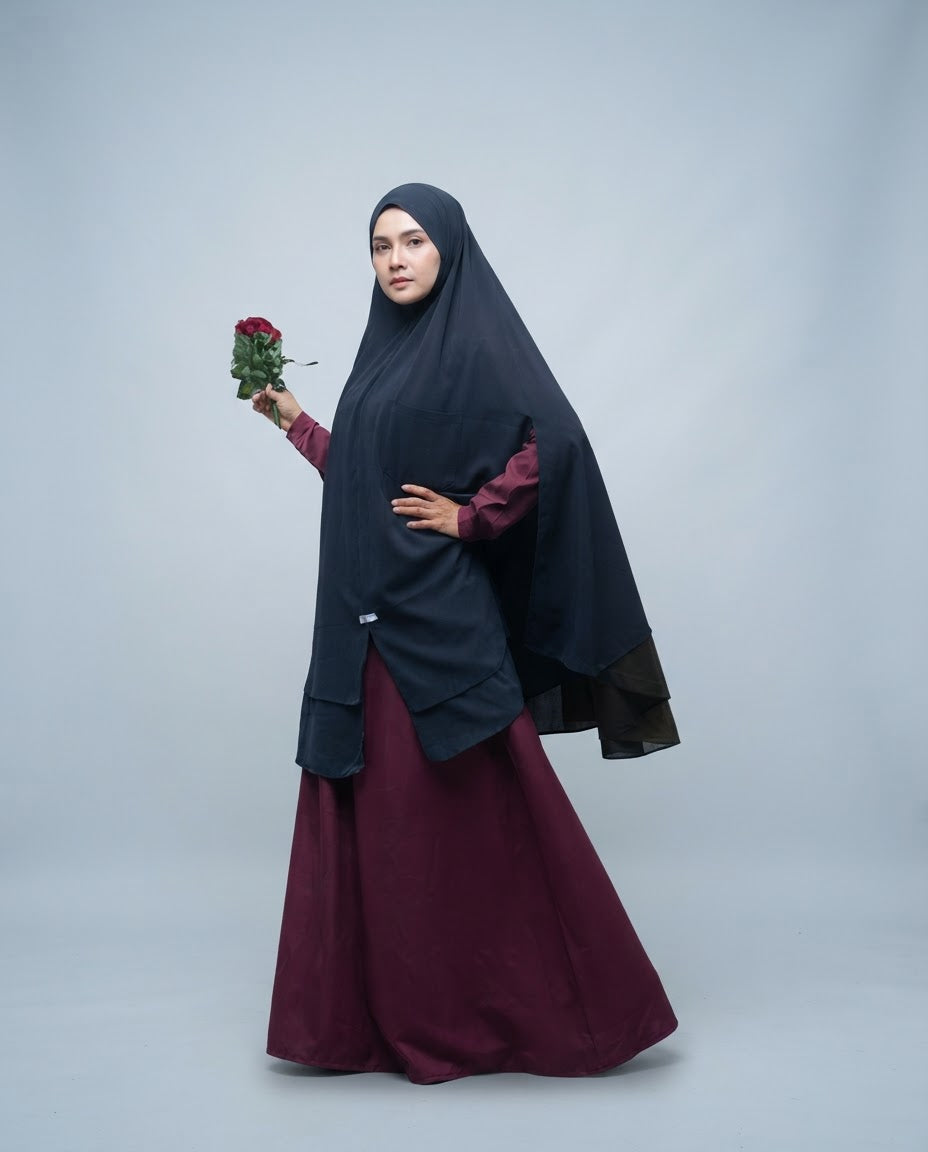 Khimar Dames – Khaliza van Hijab Heela, productfoto 1. De afgebeelde abaya is niet inbegrepen.