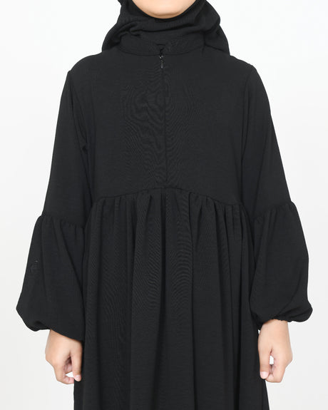 Abaya kids Hanah black detail HijabHeela
