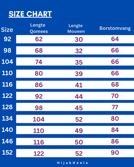 Qomeeskids alfatih sizechart hijabheela