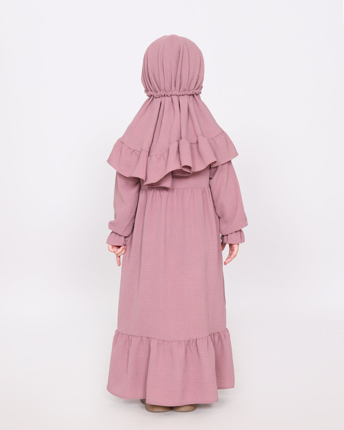 Set abaya kids Kaylie dustypink achterkant 
