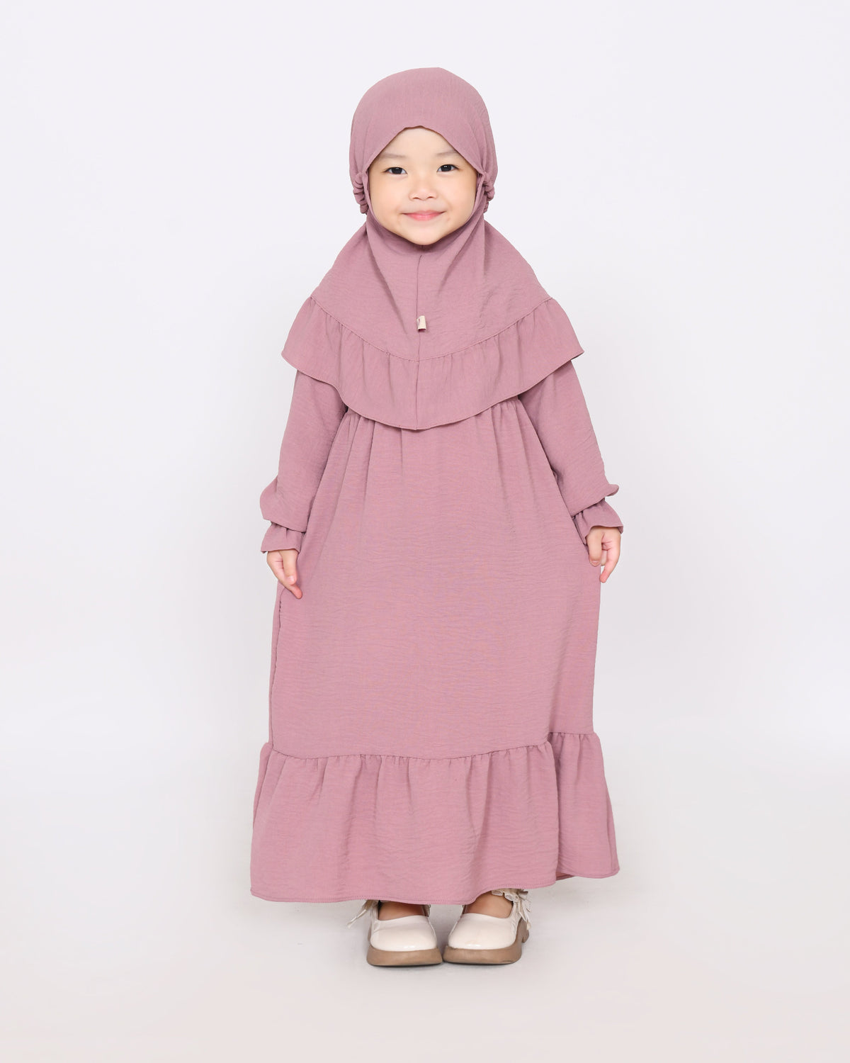 Set abaya kids Kaylie dusty pink  HijabHeela