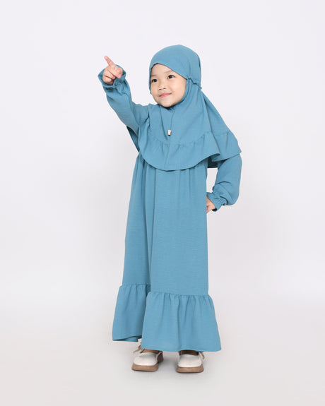 Set abaya kids Kaylie teal HijabHeela