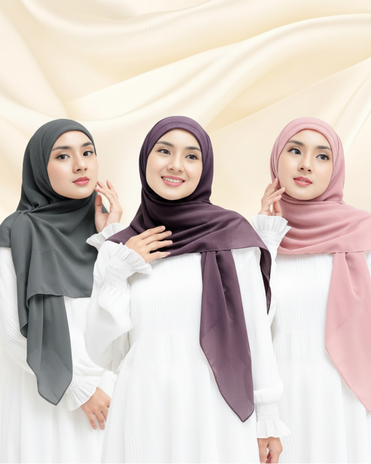 Hijab Segi Empat Zipper - Three Models