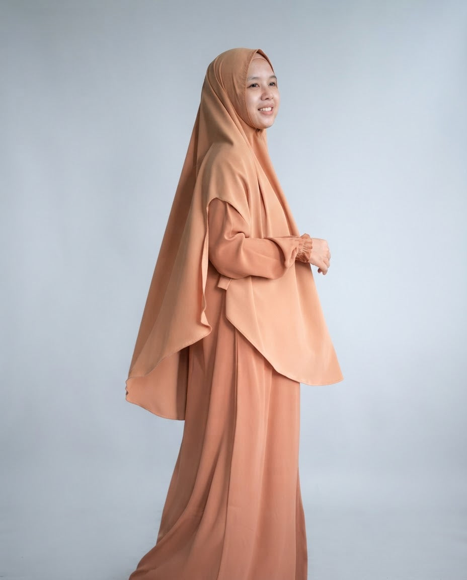 Khimar Dames – Khimar Dhuha – Met kapje van Hijab Alila, productfoto 6. De afgebeelde abaya is niet inbegrepen.