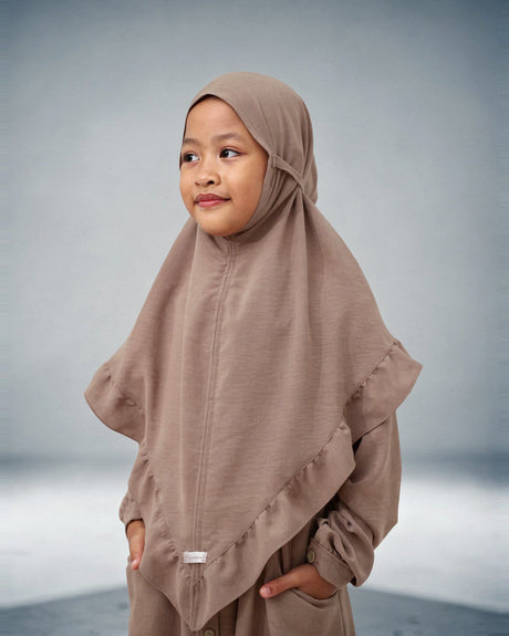 Khimar Komotini voor meisjes van Jazz-stof – Hijab Heela